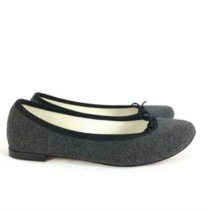 Repetto Paris Wool Ballet Flats Gray Round Toe Bow